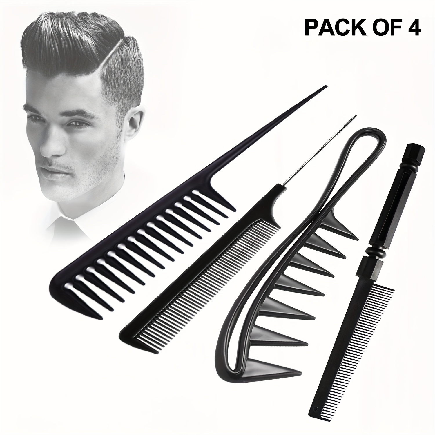 Hair Care Barber Daily - Peine multifuncional de 4 piezas, adecuado
