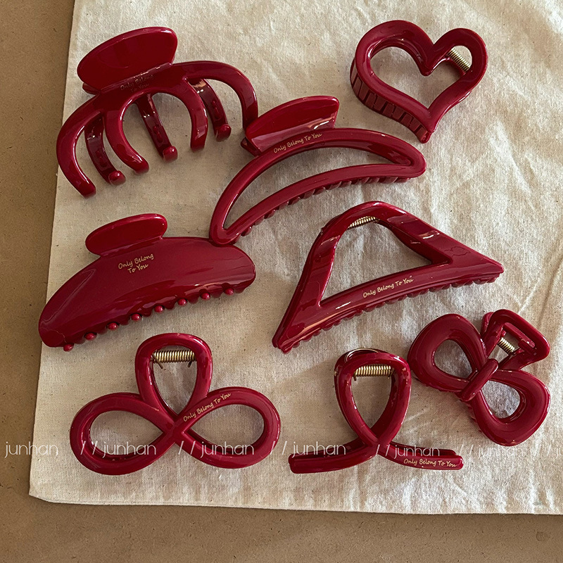 Hair Clip Claw Large - ¡Colección roja francesa! Letras de agarre