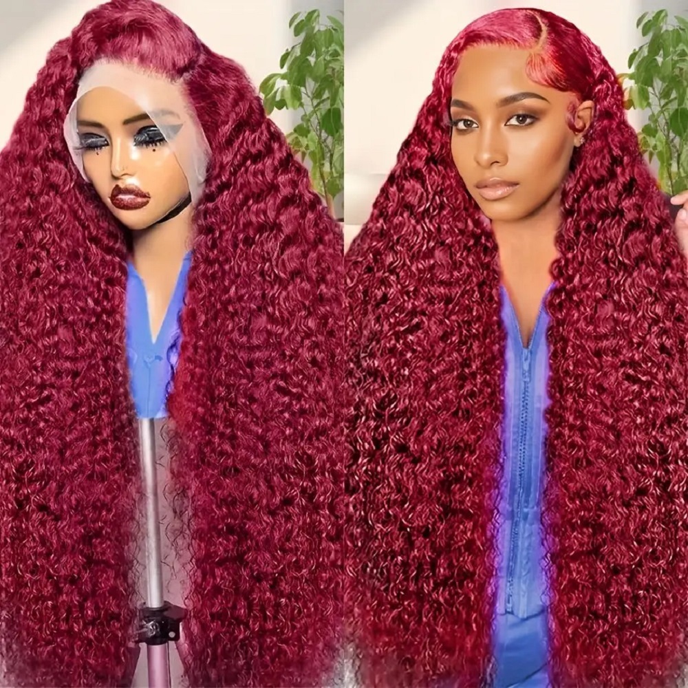 Lace Front Wig - Peluca de cabello humano ondulado profundo